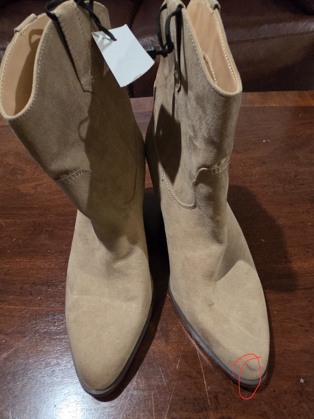 Ann Taylor Factory Tan Suede Pointed Toe Ankle Booties